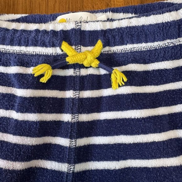 MINI BODEN Toweling Shorts Boys 7 7Y 122cm Blue White Striped Terry Cloth Short - Picture 3 of 7